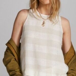 Cloth & Stone Anthropologie White Cream Linen Sleeveless Tank Top